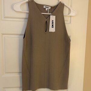 DKNY Women’s Ribbed Taupe Tank Top (L)